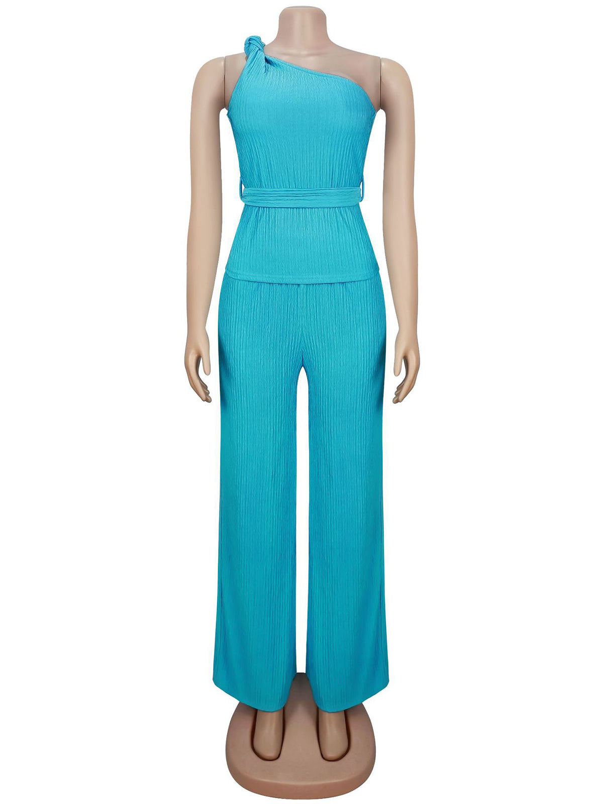 Elegant Single Shoulder Sleeveless Two Piece Pants Set