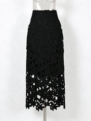Hollow-Out Minimalist Casual Daily Long Skirt