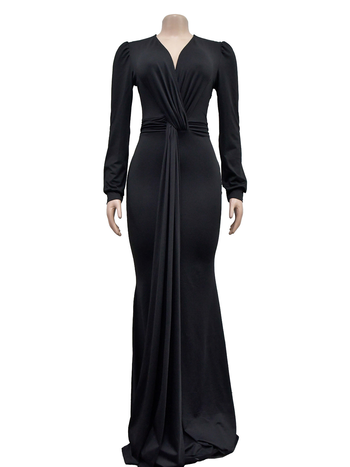 Solid Color Deep V Slim Maxi Dress