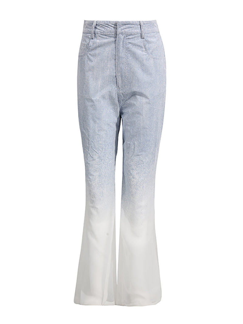 Fashion Gradient Denim Color Shirt and Pants Set