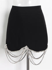 Fashion Rhinestone Chain Short Skirts