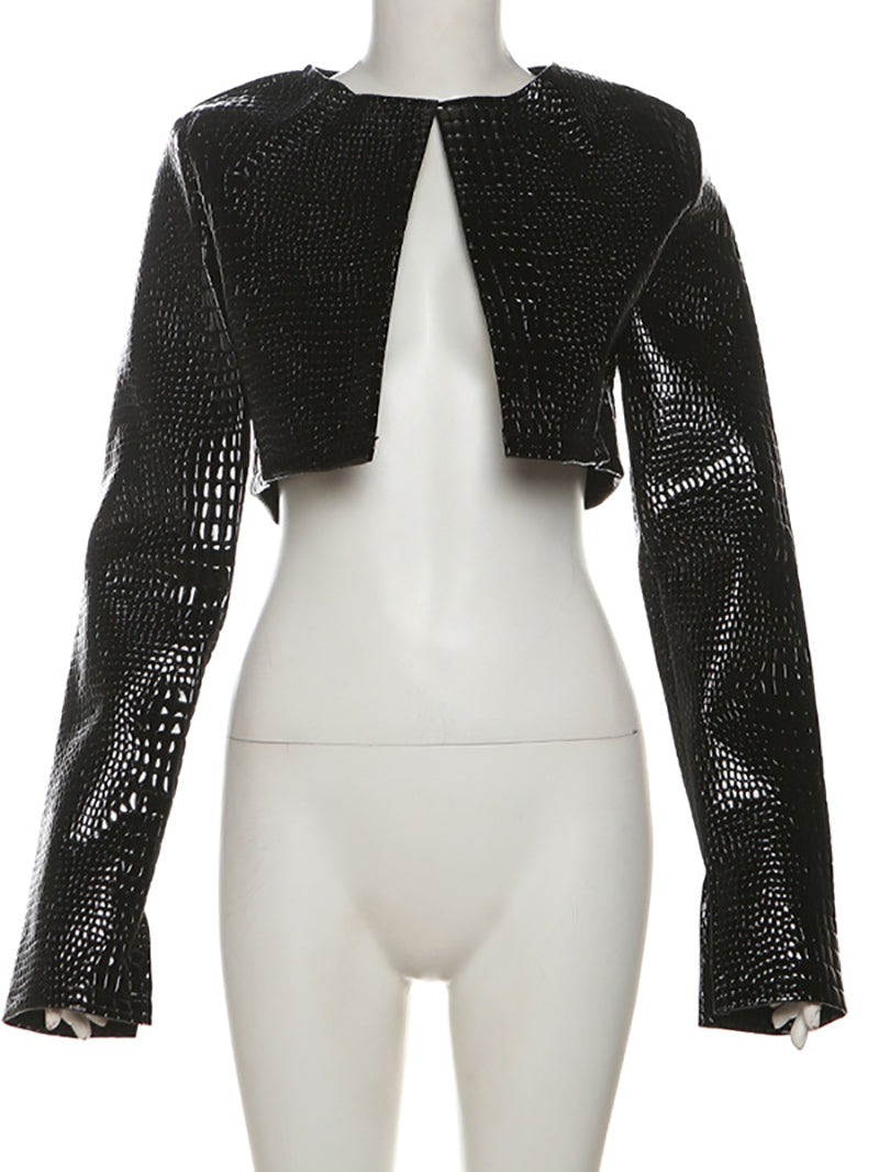 Fashion Long Sleeve O Neck Cropped Top
