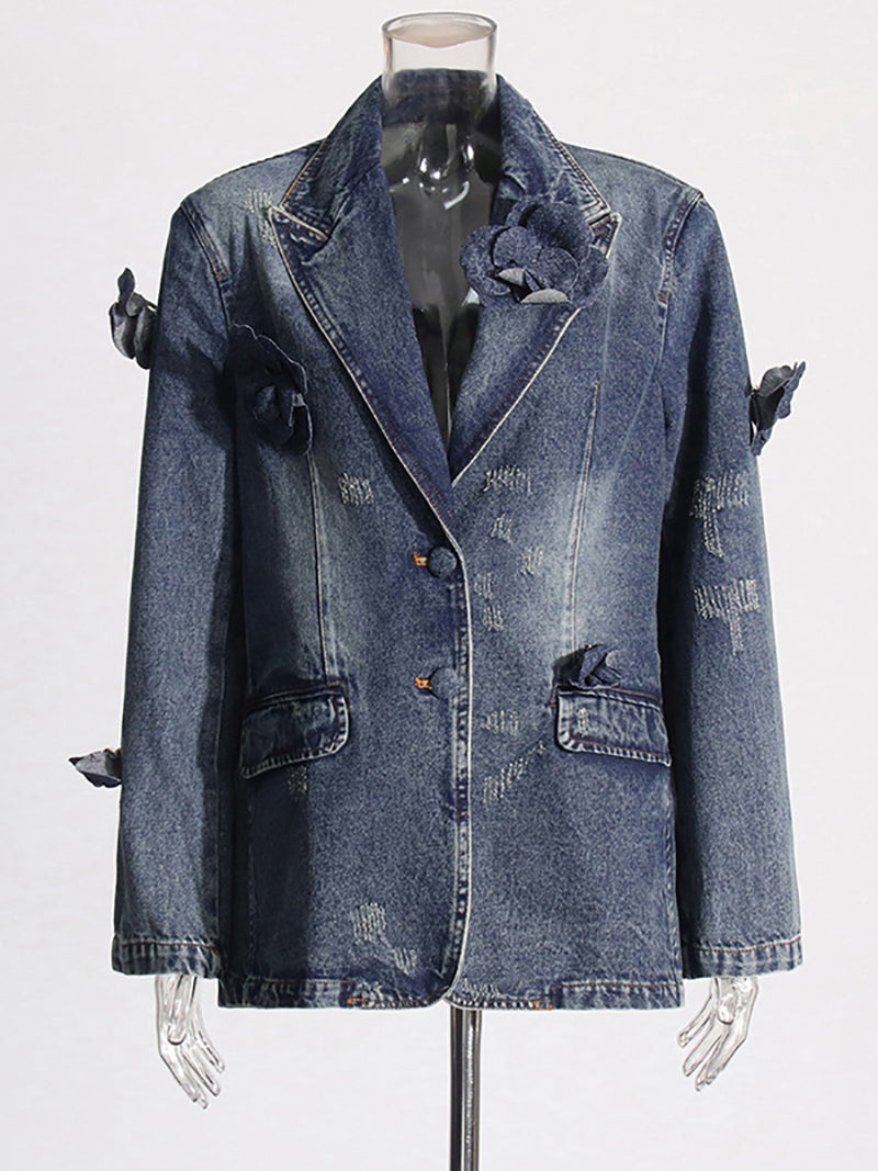 Fashion Single Breasted Denim Blazer