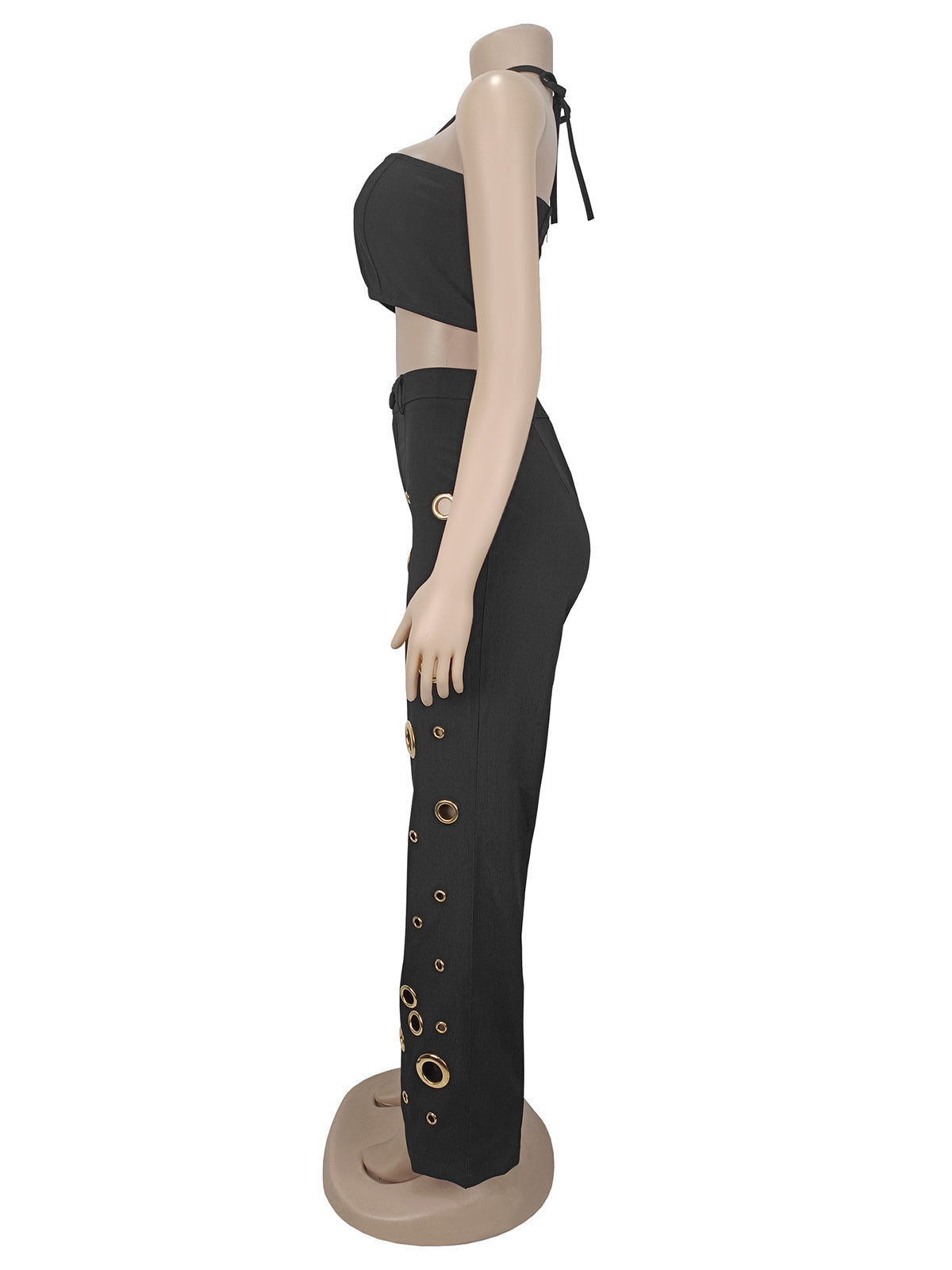 Sexy Backless Crop Top and Wide Leg Pants 2-Piece Sets