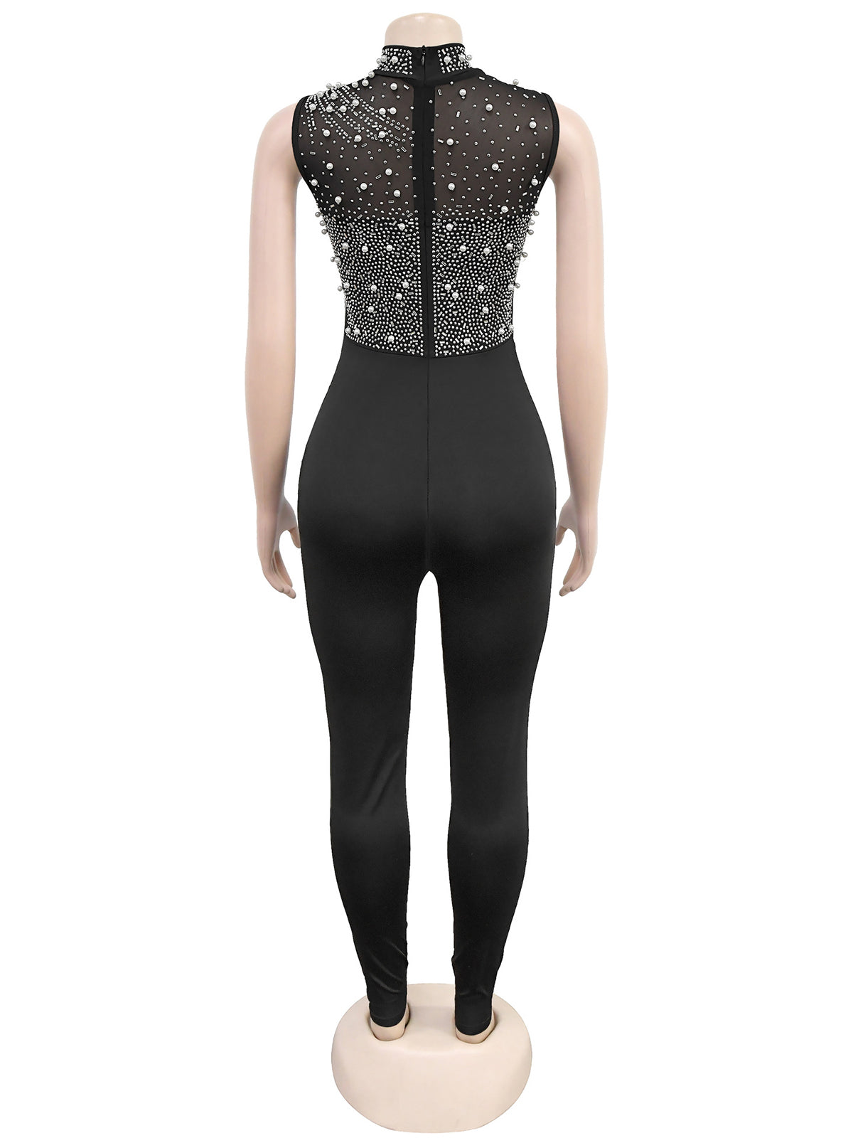 Sexy Rhinestones Decor Sleeveless Bodycon Jumpsuit