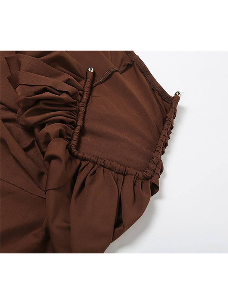 Elegant Crop Top and Package Hip Trousers Sets