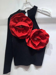 Fashion Patchwork Appliques Slim Top