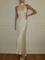 Fashion Ribbon Backless Maxi Dress