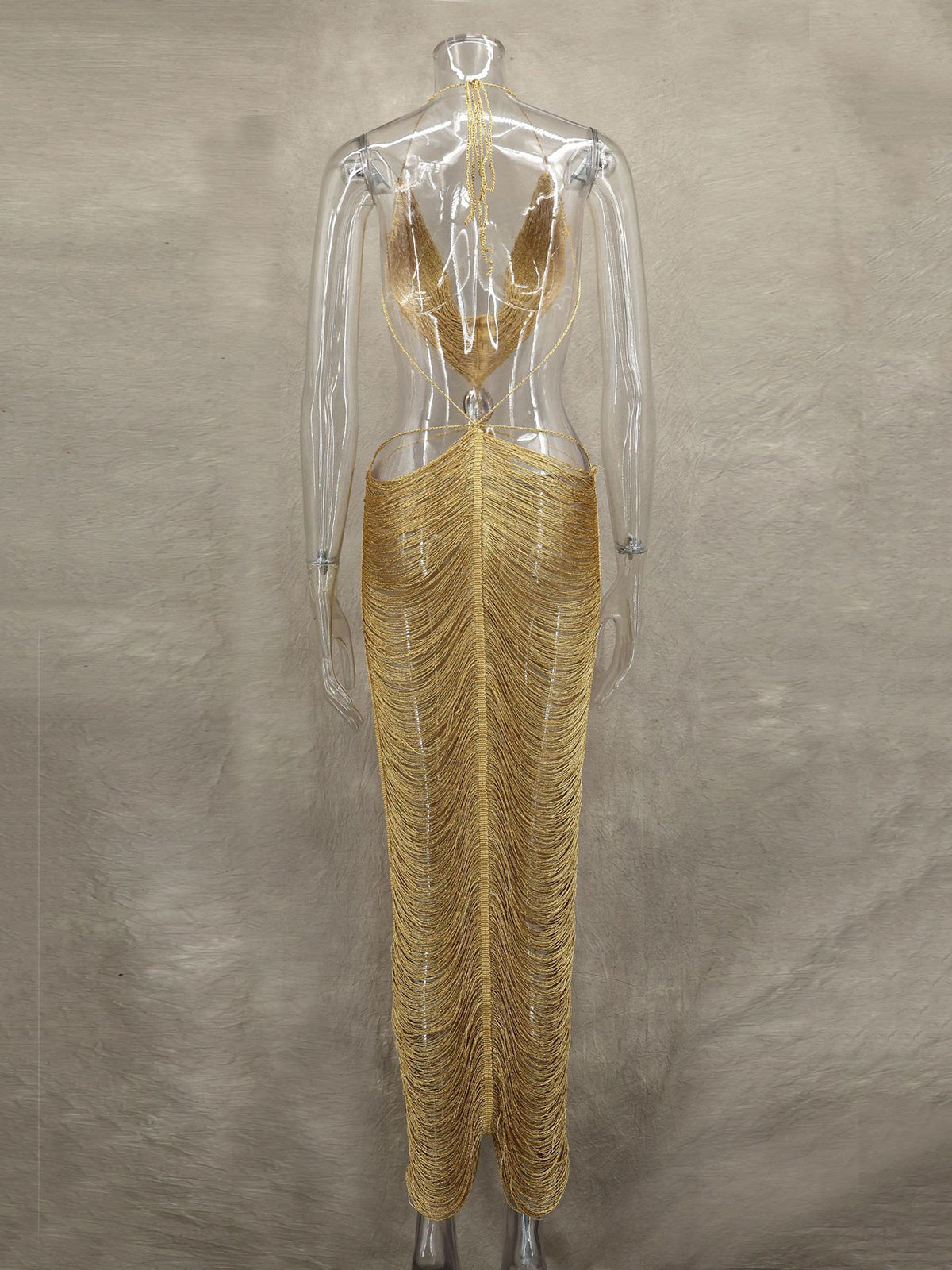 Shell Decor Tassels Lace-up Sexy Dress