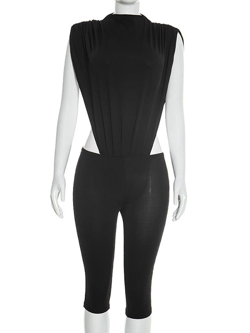 Sexy Bodysuit And Capri Pants Two-Piece Set