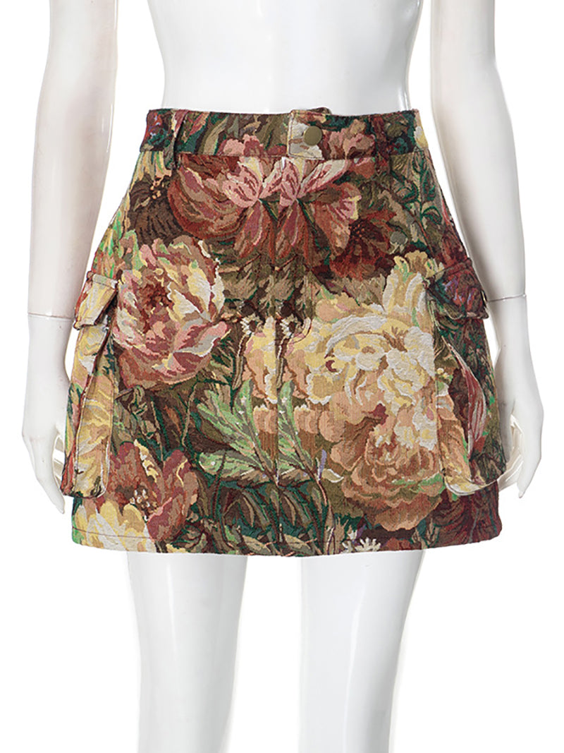 Tea Time Jacquard Mini Skirt