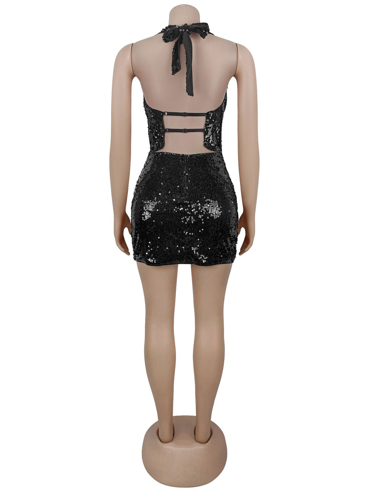 Sexy Sequin Halter Backless Top Mini Skirt Club Sets