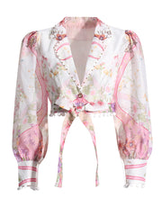 Elegant Print Shirt And Pleated Skirt Two Piece Set