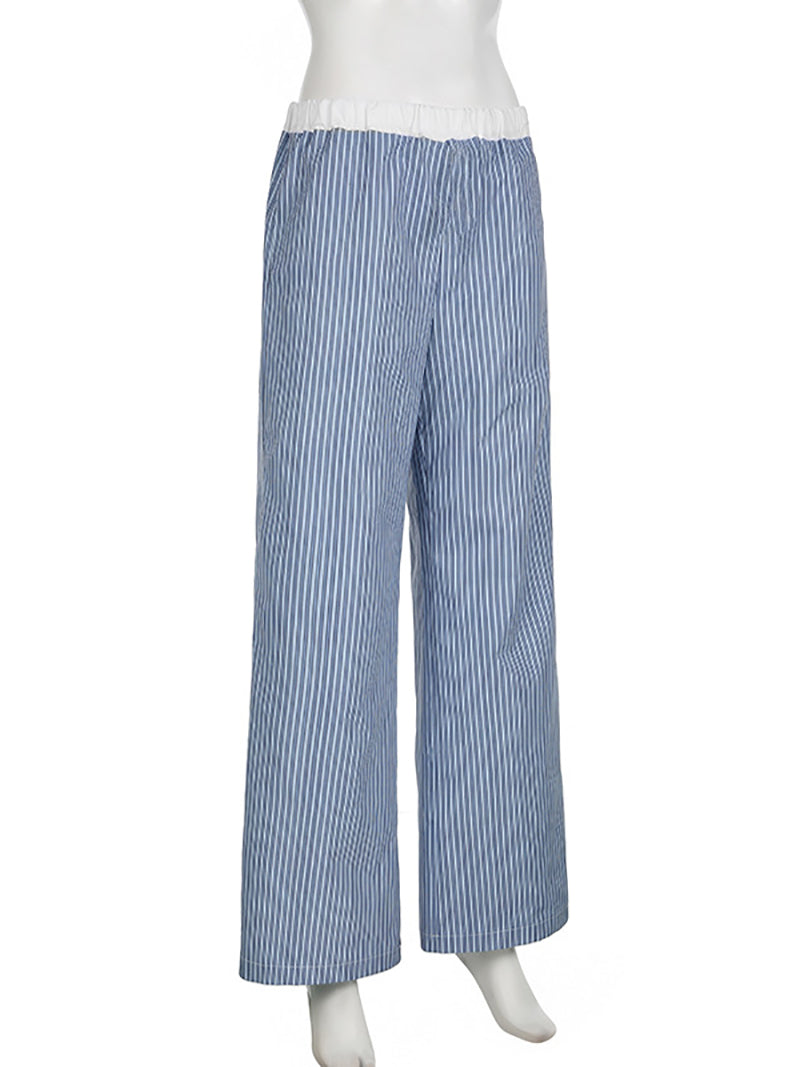 Casual Loose Striped Wide Leg Pants