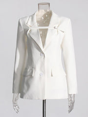Slim Fit Long Sleeve Tailored Blazer-boutique