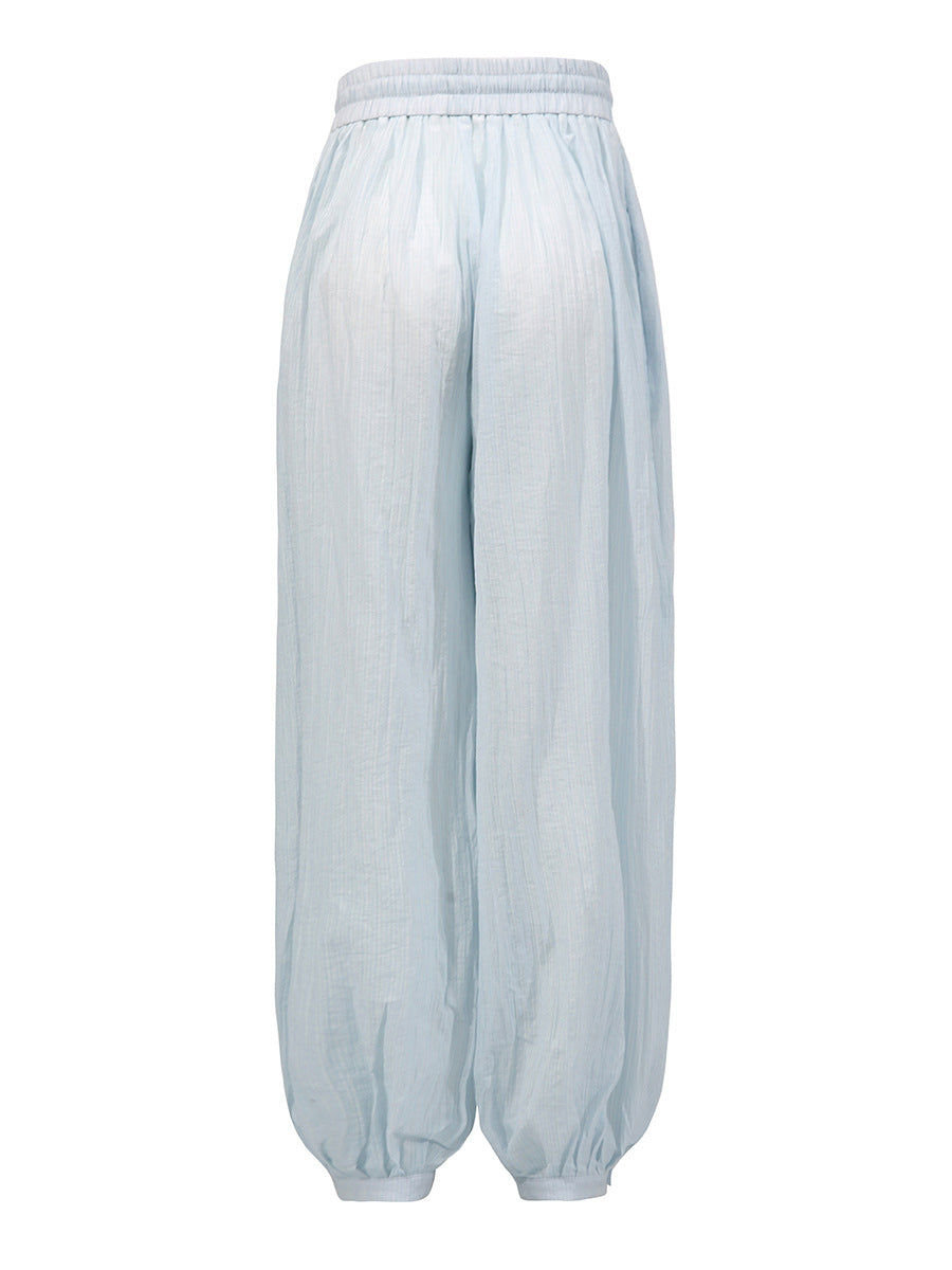 Casual Drawstring High Waist Loose Cuffed Pants