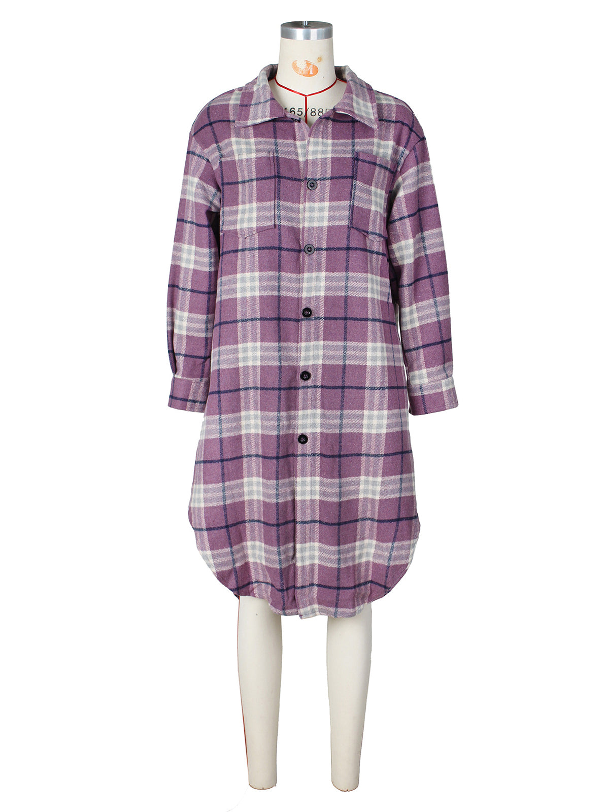 Plaid Flannel Shacket Maxi Length Shirt Coats