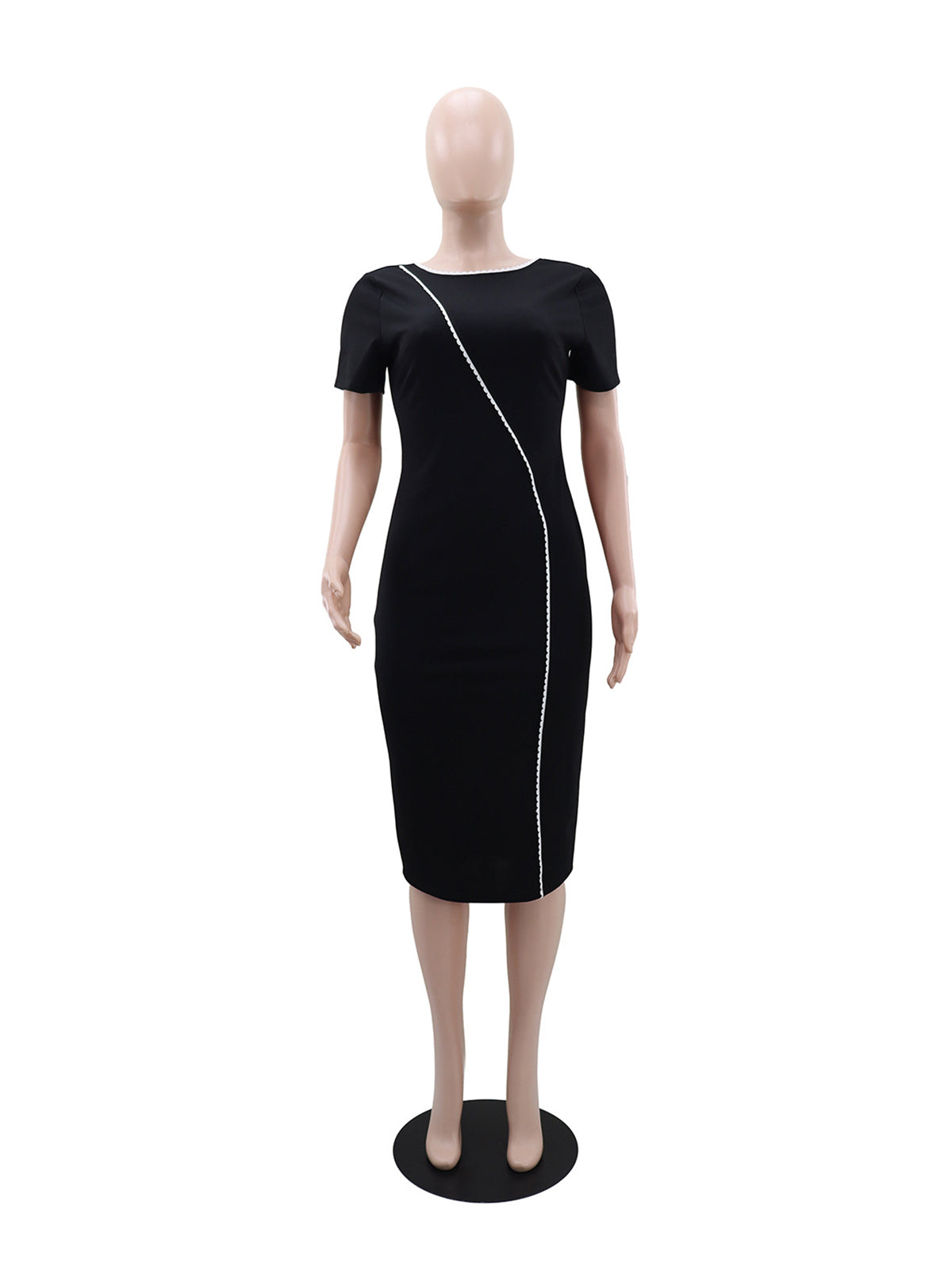 Elegant Round Collar Bodycon Midi Dress