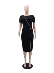 Elegant Round Collar Bodycon Midi Dress