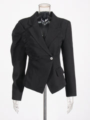 BOUTIQUE Asymmetric Irregular Pleated Blazer