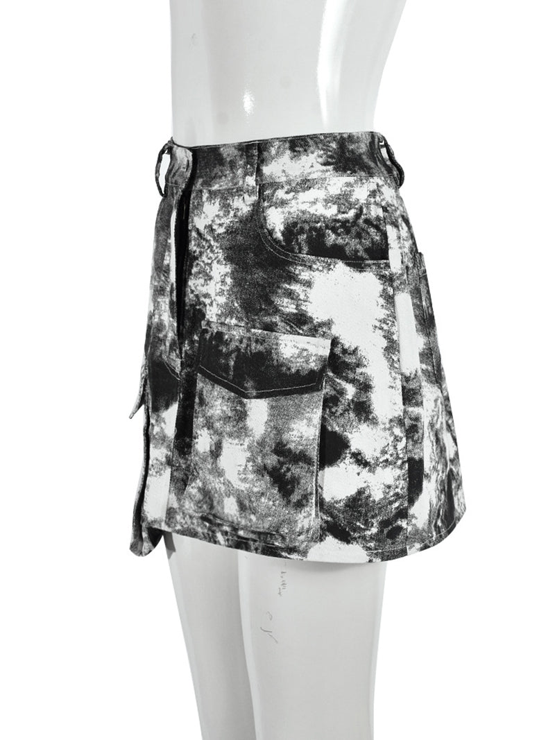 Casual Print Cargo Skirts