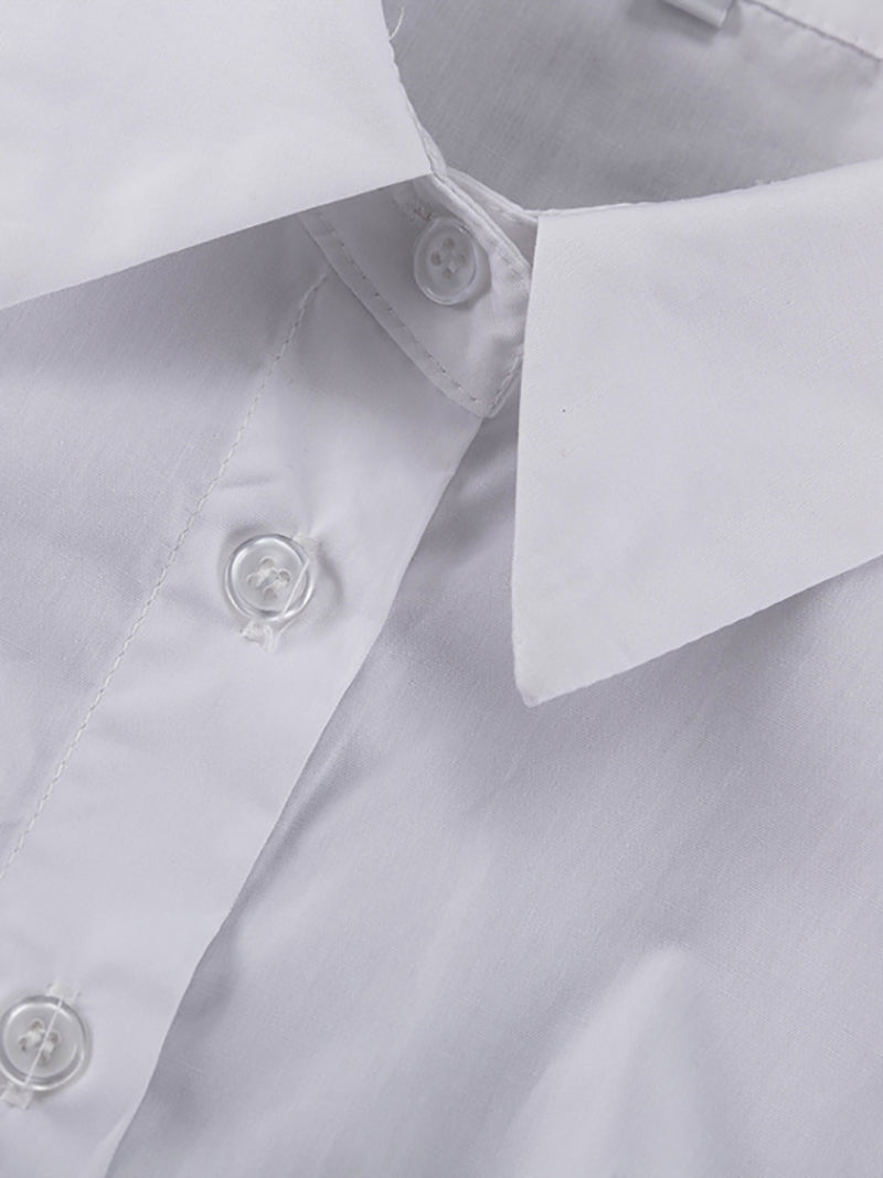 Casual Blouse Turn-down Collar A-Line Maxi Dress