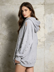 Distressed Oversized Pullover Hoodie