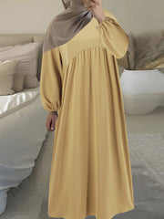 Muslim Lantern Sleeve Loose Casual Long Dress