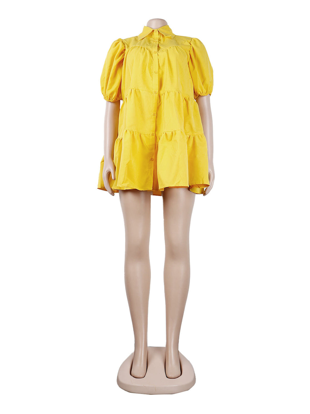Casual Turn-down Collar Ruffle Loose Dress