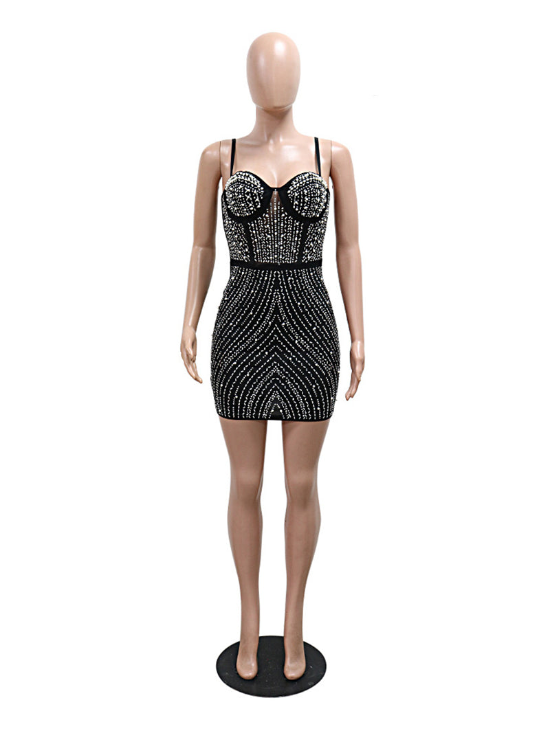 Sexy Pearl Rhinestone Nightclub Dress