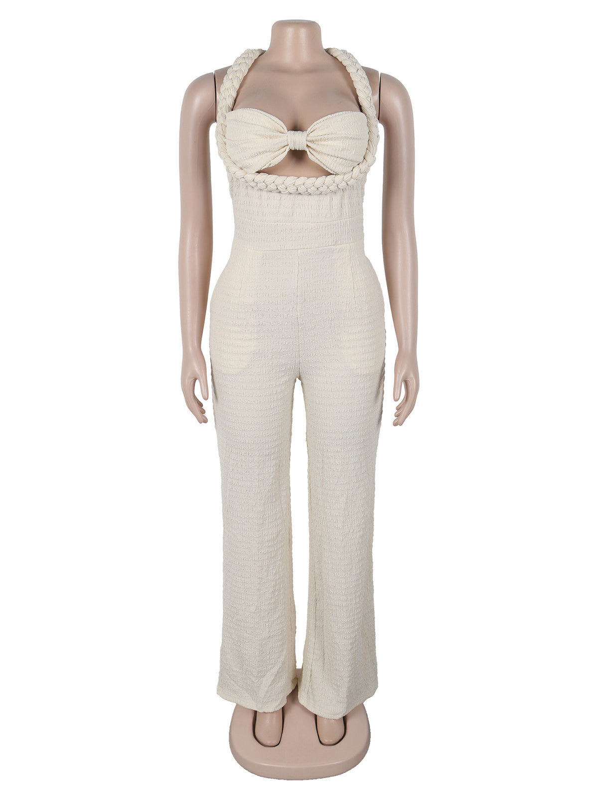 Halter Lace-up Hollow out Slim Straight Jumpsuit