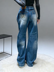 Casual High Waist Loose Straight Jeans