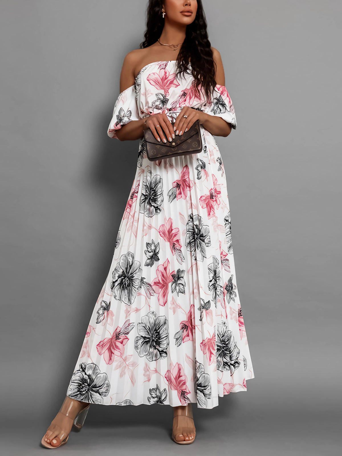 Sexy Off Shoulder Print Long Dress