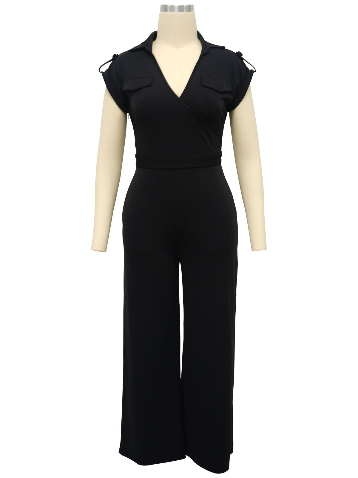 Elegant Deep V-Neck Sleeveless High Waist Jumpsuit