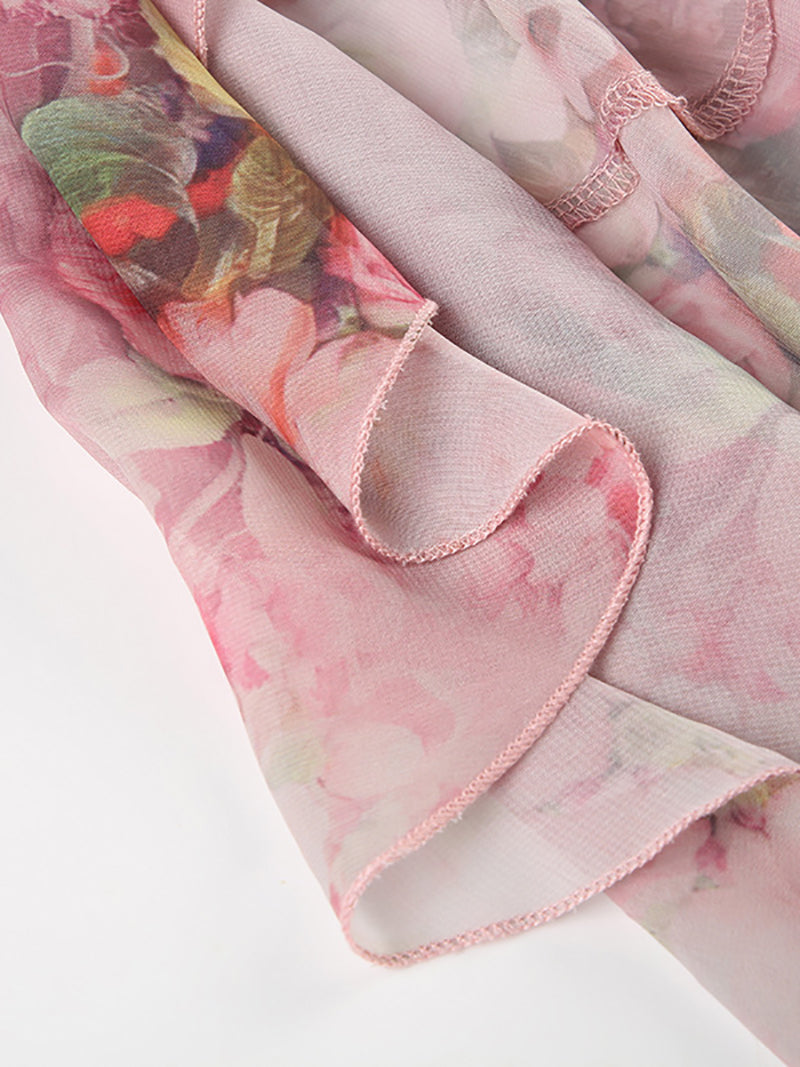 Fashion Floral Print Vacation Ruffles Skirts