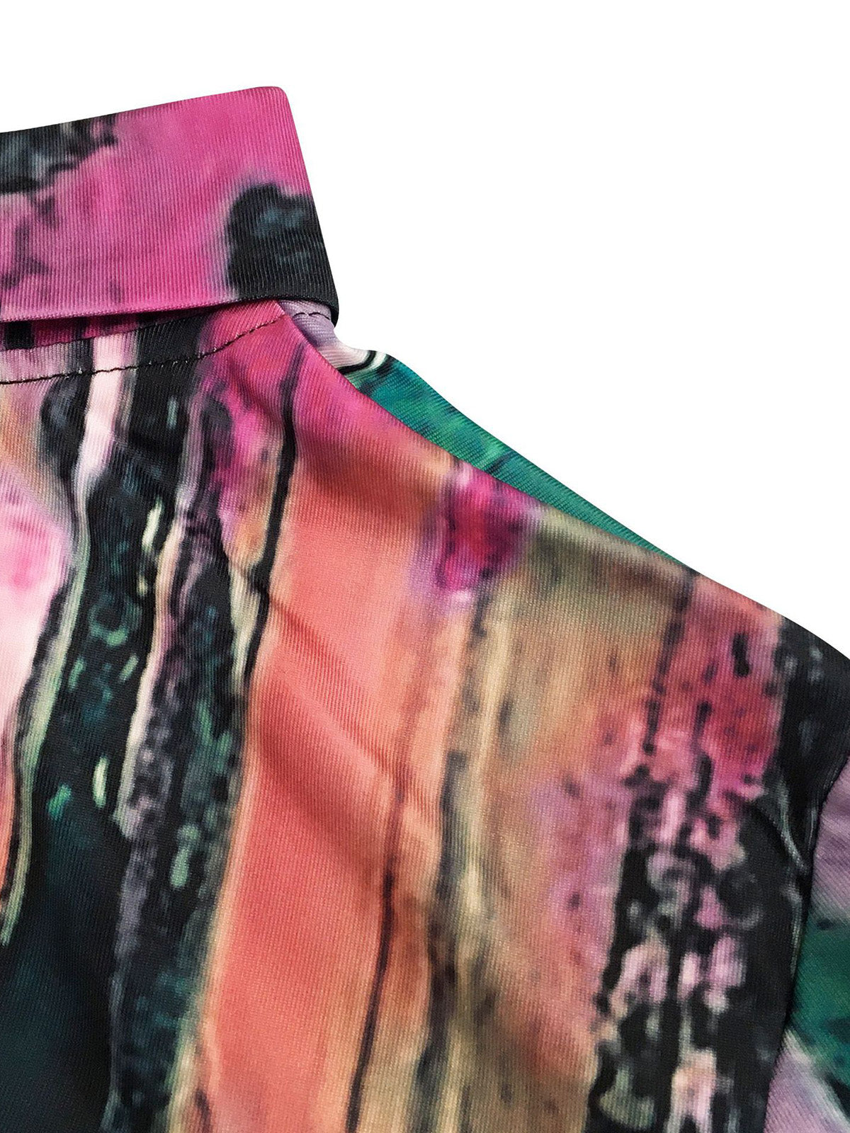 Print Turn-Down Collar Shirt Shorts Slim Two Piece Set