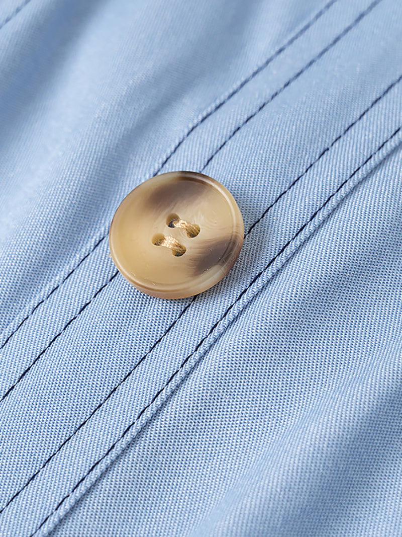 Denim Suspender Button-Down Casual Midi Dress