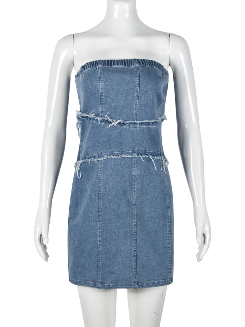 Sexy Strapless Denim Dress