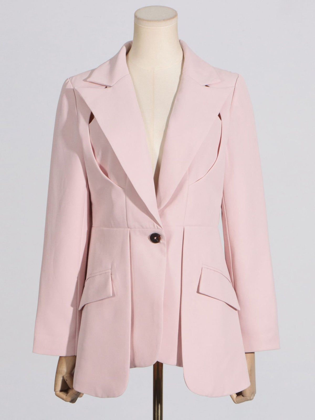 Solid Patchwork Button Minimalist Blazer