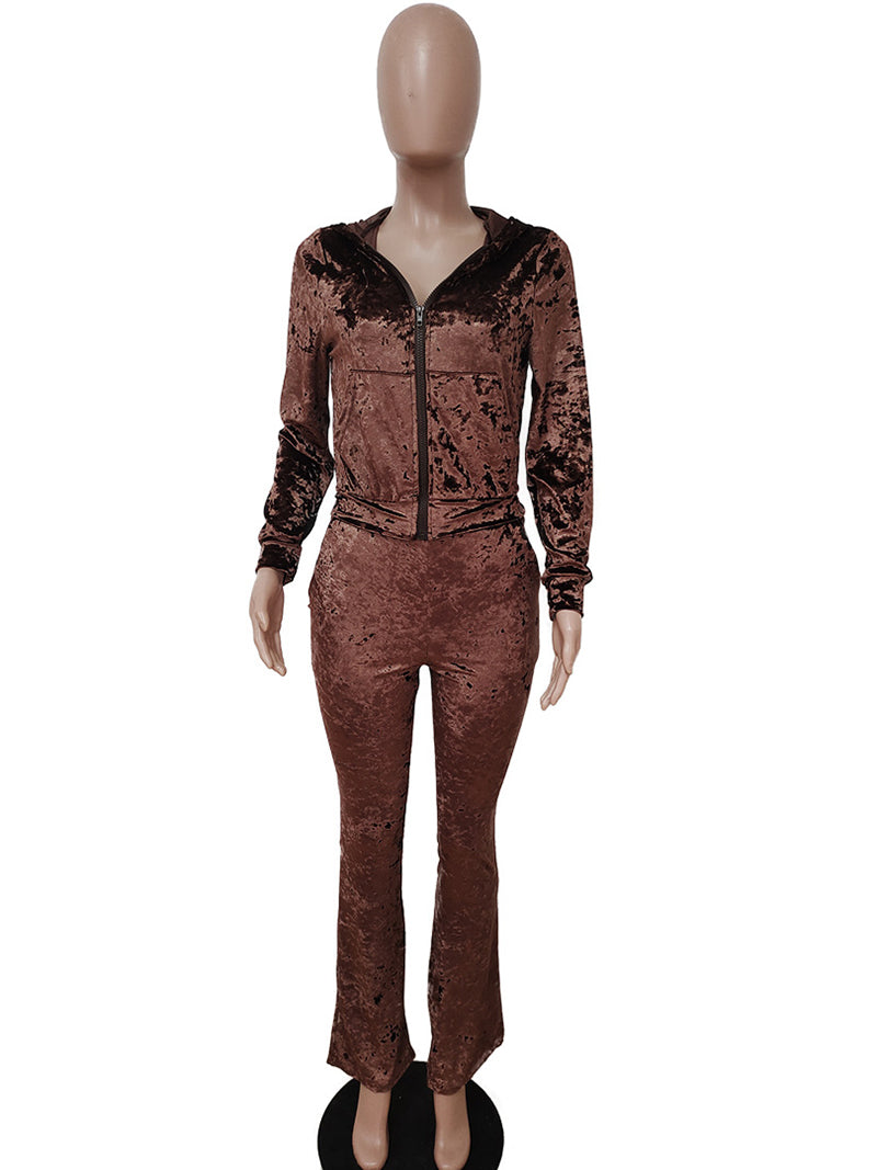 Velvet Juicy Sweatshirt and Pants Tracksuit 2-Piece