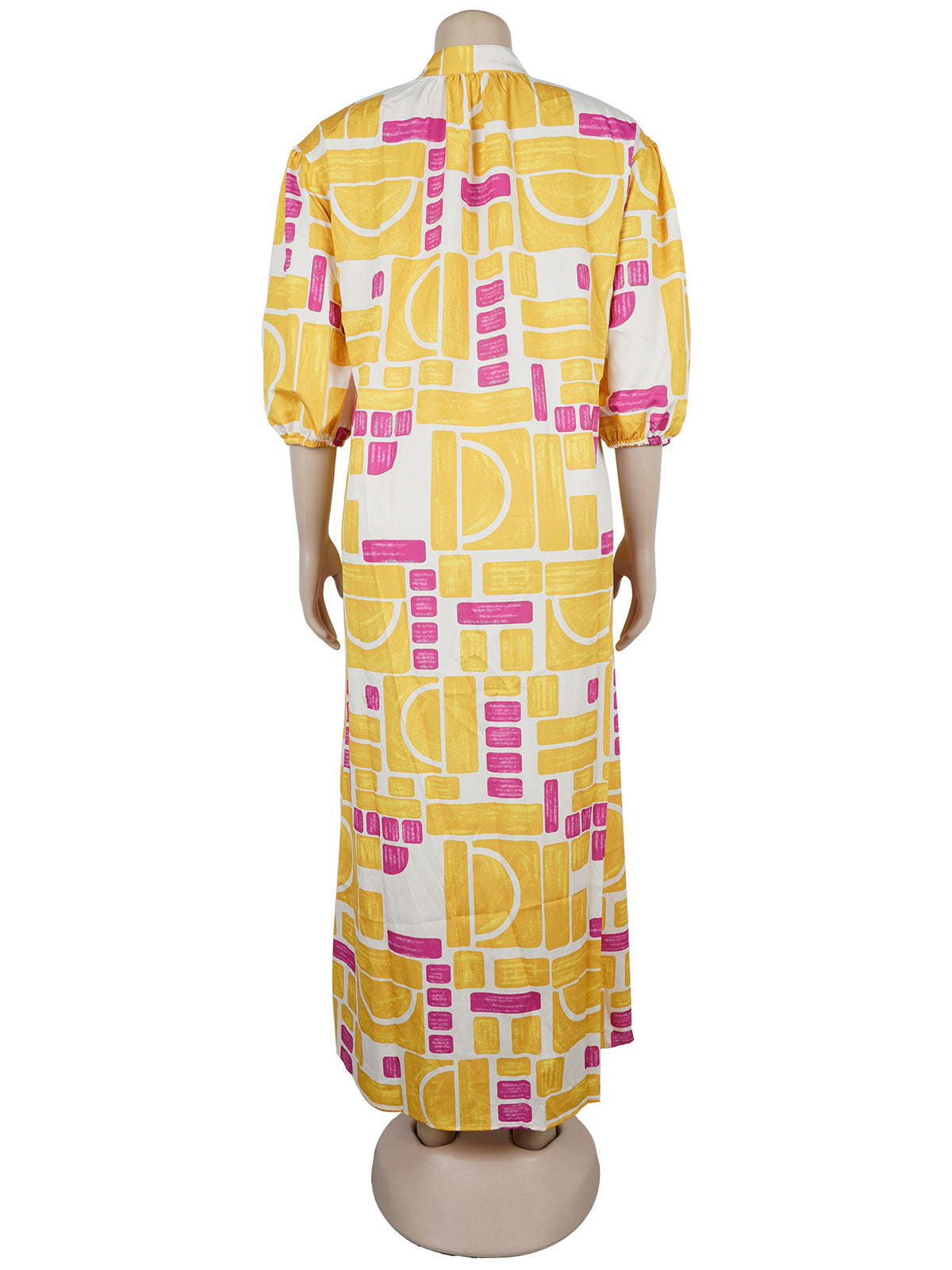 Casual Lantern Sleeve Print Loose Holiday Long Dress