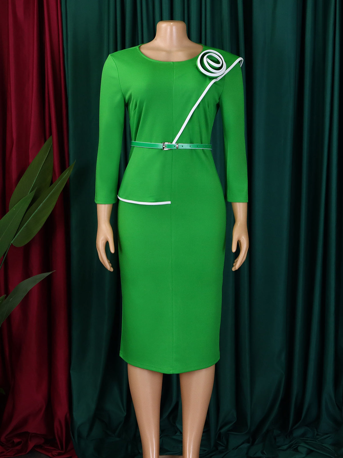 Fashion Asymmetry Belt Slim Fit Pencil Dress