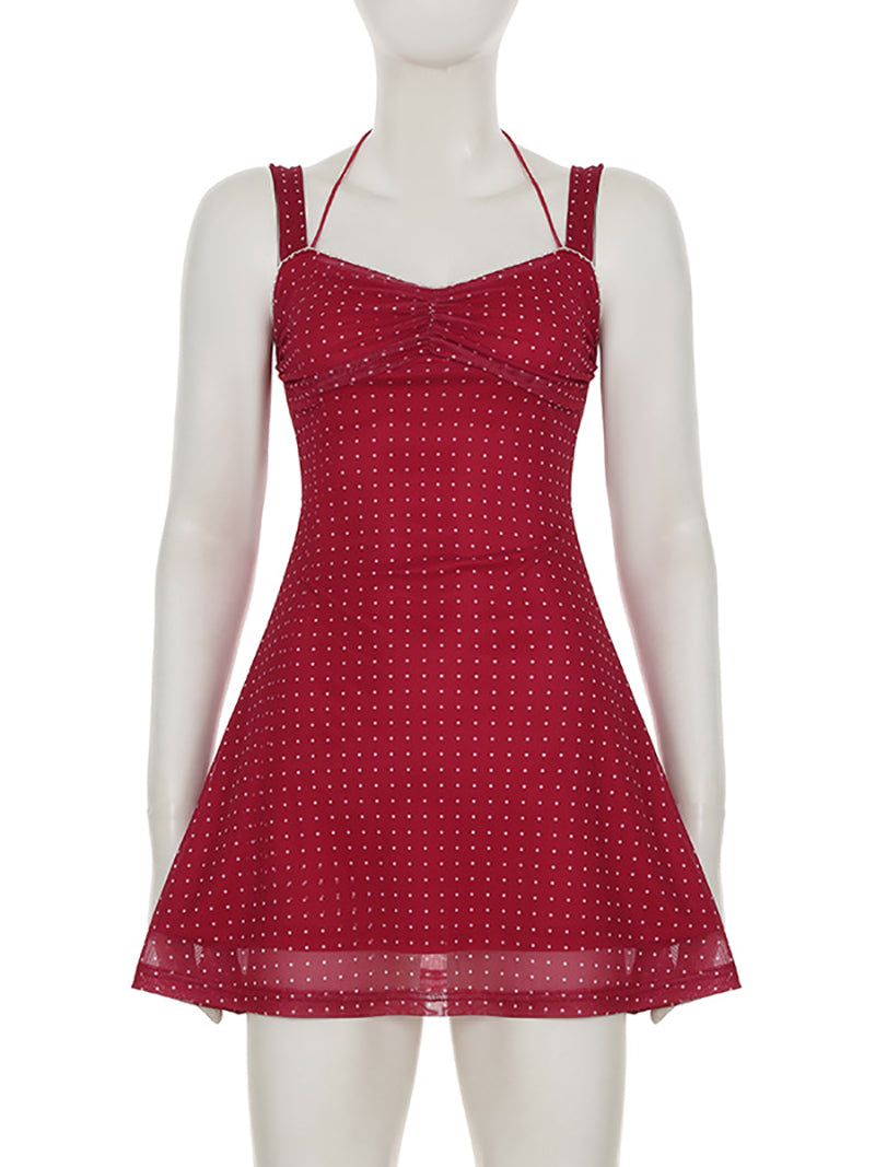 Sexy Polka Dot Print Strap Mini Dress