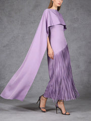Fringe Cape One Shoulder Maxi Dress-boutique
