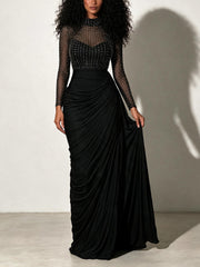 Rhinestone Mesh Mermaid Evening Dress-boutique