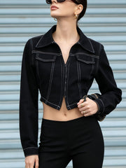 Slim Fit Cropped Denim Jacket