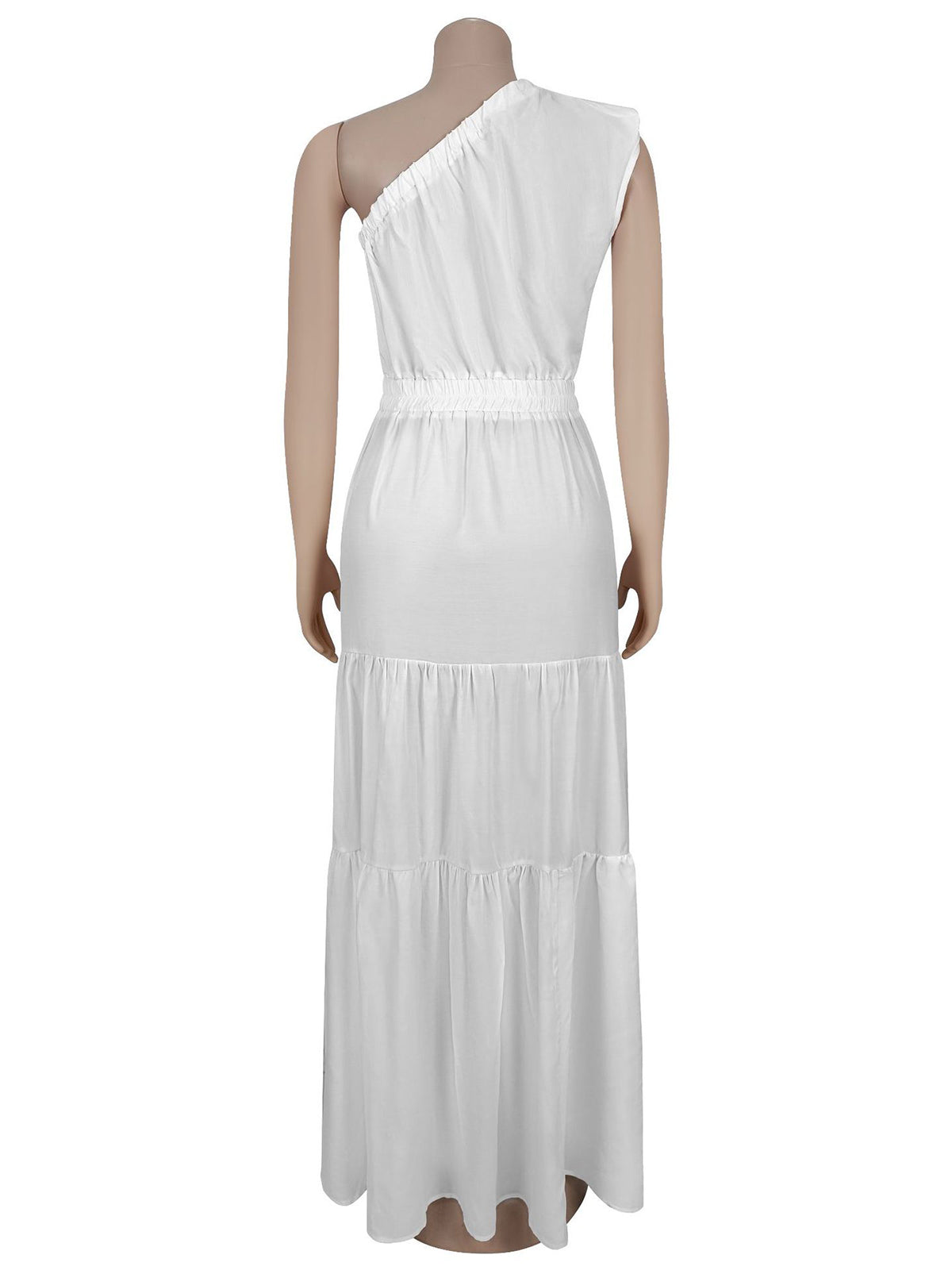 Casual Oblique Collar Patchwork High Waist Maxi Dress