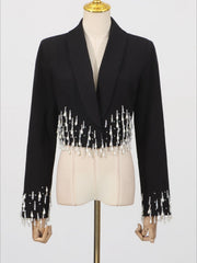Embellished Fringe Cropped Blazer-boutique