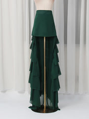 High Waist Ruffle Tiered Irregular Maxi Dress