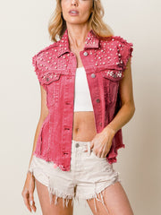 Fashion Denim Sleeveless Jacket Coat